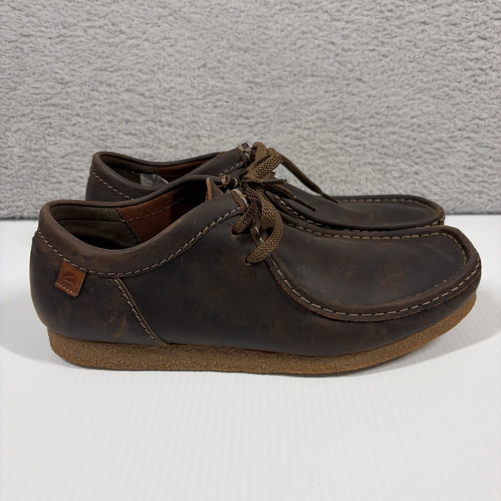 Clarks Shacre II Run Shoes Brown Mens 9.5 Leather Beeswax Moccasin Wallabee